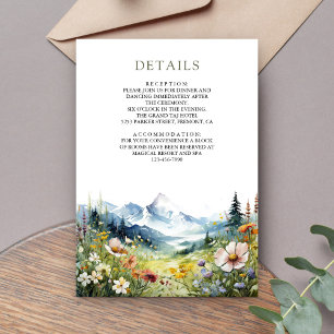 Carte D'accompagnement Détails de mariage de montagne de prairie de fleur