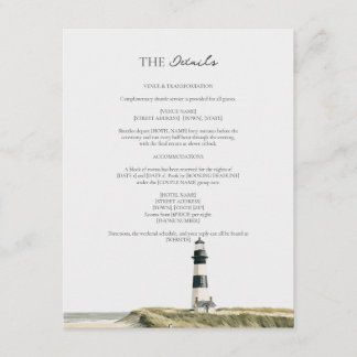 Carte D'accompagnement Détails de mariage de phare Ivory Olive Script