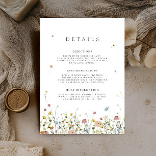 Carte D'accompagnement Détails de mariage de prairie de fleurs sauvages p