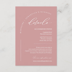 Carte D'accompagnement Détails de mariage de rose fardée rose poussiéreux