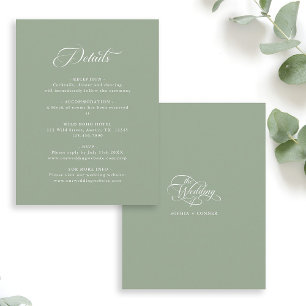 Carte D'accompagnement Détails de mariage élégant et délicat Sage Green