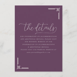 Carte D'accompagnement Détails de mariage élégant violet