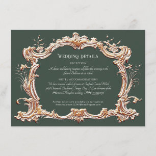 Carte D'accompagnement Détails de mariage élégants Art Nouveau forêt n or