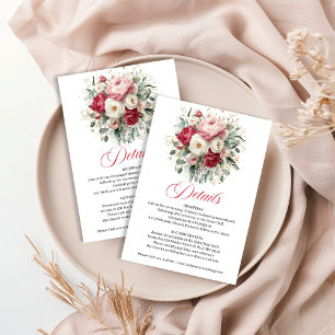 Carte D'accompagnement Détails de mariage élégants avec accent floral dor