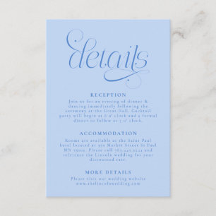 Carte D'accompagnement Détails de mariage élégants bleu glacial