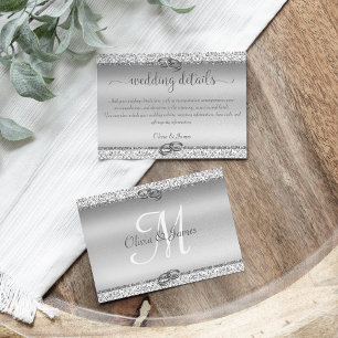 Carte D'accompagnement Détails de mariage élégants en damas pailleté arge
