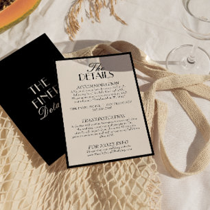 Carte D'accompagnement Détails de mariage élégants en noir et crème à l'a