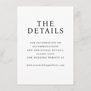 Carte D'accompagnement Détails de mariage élégants en typographie noire