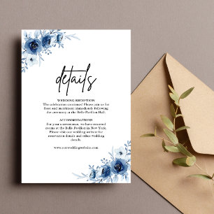 Carte D'accompagnement Détails de mariage élégants et vintage avec fleurs