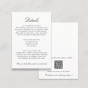Carte D'accompagnement Détails de mariage élégants Info hôtel Code QR