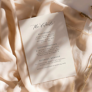Carte D'accompagnement Détails de mariage élégants minimalistes noirs et