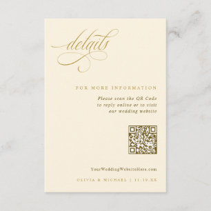 Carte D'accompagnement Détails de mariage élégants or écru