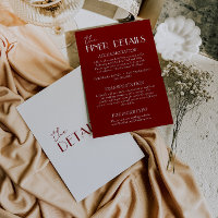 Détails de mariage élégants, rouge profond, bordea