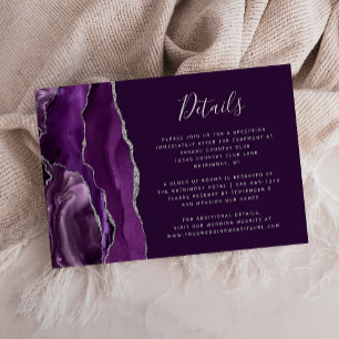 Carte D'accompagnement Détails de mariage en agate argentée moderne Deep 