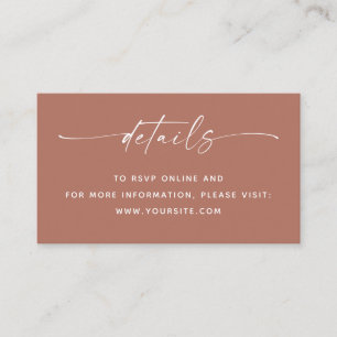Carte D'accompagnement Détails de mariage en argile terne + QR Terracot