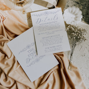 Carte D'accompagnement Détails de mariage en bleu poussiéreux chic et arg