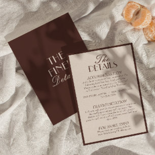 Carte D'accompagnement Détails de mariage en brun chocolat classe et viei