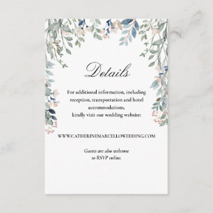 Carte D'accompagnement Détails de mariage en cascade florale avec écritur