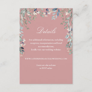 Carte D'accompagnement Détails de mariage en cascade florale élégante Ros
