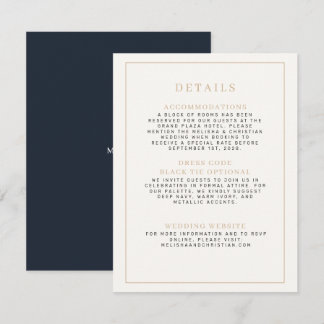 Carte D'accompagnement Détails de mariage en coton d'hiver classique |
