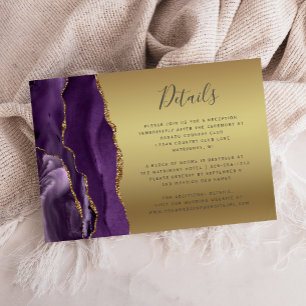 Carte D'accompagnement Détails de mariage en feuille d'or violet agate mo