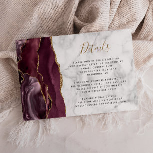 Carte D'accompagnement Détails de mariage en marbre de Bourgogne moderne 