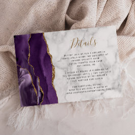Carte D'accompagnement Détails de mariage en marbre violet or moderne