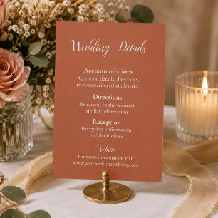 Carte D'accompagnement Détails de mariage en terracotta d'automne