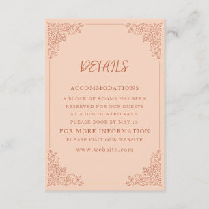 Carte D'accompagnement Détails de mariage en terracotta pêche élégant
