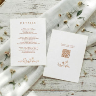 Carte D'accompagnement Détails de mariage en terre cuite florale français