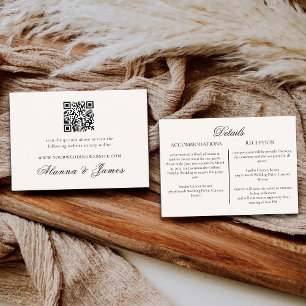 Carte D'accompagnement Détails de mariage et RSVP avec QR Code Neutre Mod