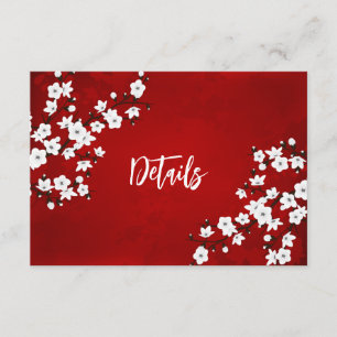 Carte D'accompagnement Détails de mariage Fleur de cerisier blanche