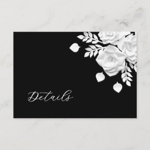 Carte D'accompagnement Détails de mariage Fleurs 3D Noir Et Blanc