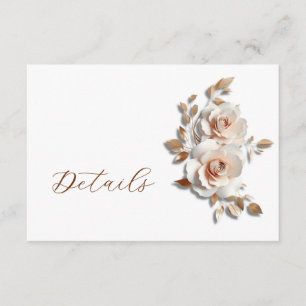 Carte D'accompagnement Détails de mariage floral 3D en or rose
