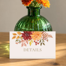 Détails de mariage floral aquarelle automnal éléga