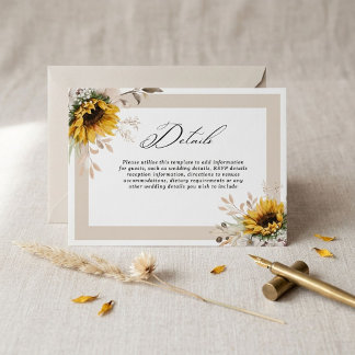 Carte D'accompagnement Détails de mariage floral automnal élégant