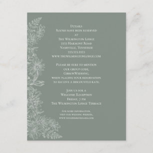 Carte D'accompagnement Détails de mariage floral blanc vert sauge élégant