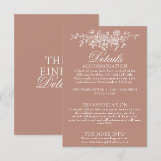 Carte D'accompagnement Détails de mariage floral bohème de jardin en bois