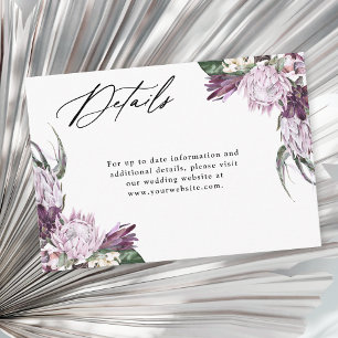Carte D'accompagnement Détails de mariage floral boho prune pourpre