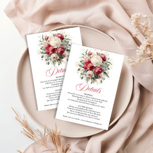 Carte D'accompagnement Détails de mariage floral bordeaux botanique