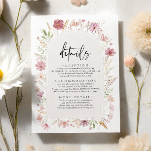 Carte D'accompagnement Détails de mariage floral de fleurs sauvages d'aut