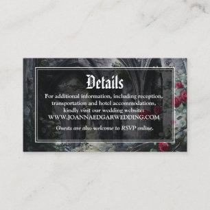 Carte D'accompagnement Détails de mariage floral de roses en ruines gothi