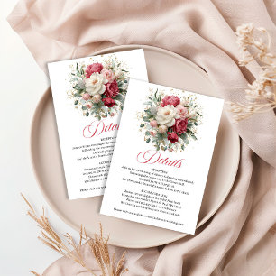 Carte D'accompagnement Détails de mariage floral de verdure de teinte rom