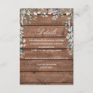 Carte D'accompagnement Détails de mariage Floral Fleurs sauvages Bois rus