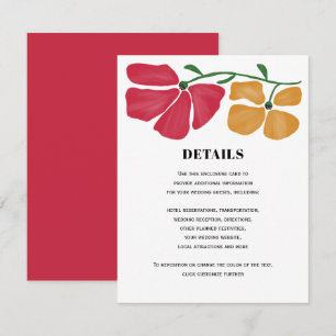 Carte D'accompagnement Détails de mariage floral nouveau brillant et colo
