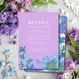 Carte D'accompagnement Détails de mariage floral pastel lilas et violet