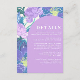 Carte D'accompagnement Détails de mariage floral pastel lilas et violet