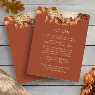 Carte D'accompagnement Détails de mariage floral terracotta Copper Fall