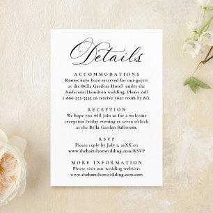 Carte D'accompagnement Détails de mariage floral victorien noir élégant
