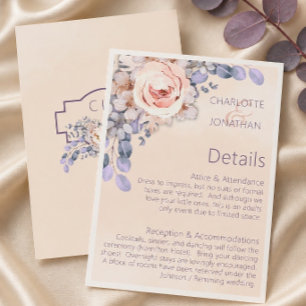 Carte D'accompagnement Détails de mariage floraux couleur pêche